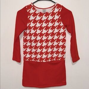 Gymboree orange and White Houndstooth Long Sleeve Dress girl size 7 preppy